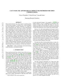 Can't Fool Me: Adversarially Robust Transformer for Video Understanding