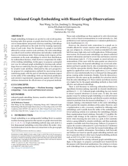 Unbiased Graph Embedding with Biased Graph Observations