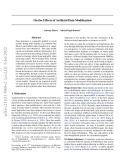 On the Effects of Artificial Data Modification
