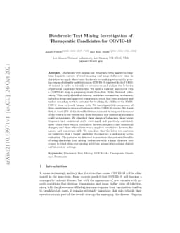 Diachronic Text Mining Investigation of Therapeutic Candidates for
  COVID-19