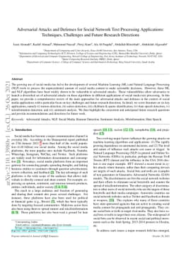 Adversarial Attacks and Defenses for Social Network Text Processing
  Applications: Techniques, Challenges and Future Research Directions