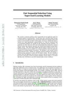 Fair Sequential Selection Using Supervised Learning Models