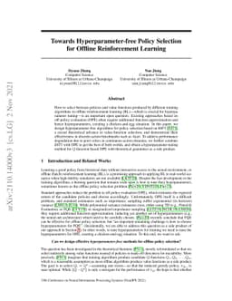 Towards Hyperparameter-free Policy Selection for Offline Reinforcement
  Learning