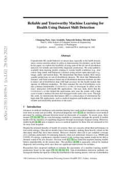Reliable and Trustworthy Machine Learning for Health Using Dataset Shift
  Detection