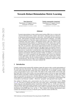 Towards Robust Bisimulation Metric Learning