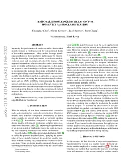 Temporal Knowledge Distillation for On-device Audio Classification