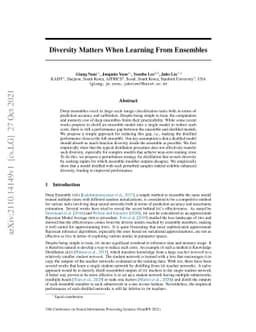 Diversity Matters When Learning From Ensembles
