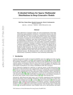 Evidential Softmax for Sparse Multimodal Distributions in Deep
  Generative Models
