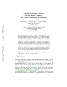 Syllabic Quantity Patterns as Rhythmic Features for Latin Authorship
  Attribution