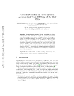 Cascaded Classifier for Pareto-Optimal Accuracy-Cost Trade-Off Using
  off-the-Shelf ANNs