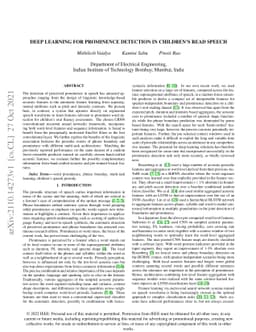 Deep Learning For Prominence Detection In Children's Read Speech