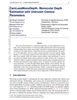 CamLessMonoDepth: Monocular Depth Estimation with Unknown Camera
  Parameters