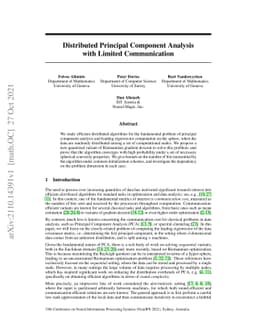 Distributed Principal Component Analysis with Limited Communication