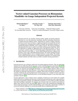 Vector-valued Gaussian Processes on Riemannian Manifolds via Gauge
  Independent Projected Kernels