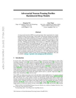 Adversarial Neuron Pruning Purifies Backdoored Deep Models