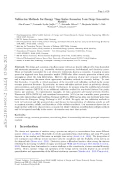 Validation Methods for Energy Time Series Scenarios from Deep Generative
  Models