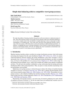Simple data balancing achieves competitive worst-group-accuracy