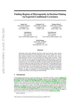Finding Regions of Heterogeneity in Decision-Making via Expected
  Conditional Covariance