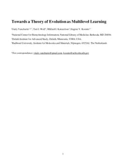 Towards a Theory of Evolution as Multilevel Learning
