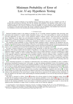 Minimum Probability of Error of List M-ary Hypothesis Testing