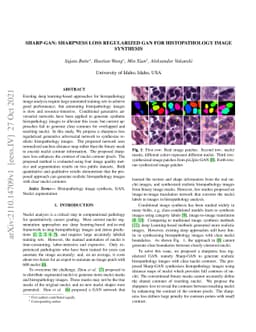 Sharp-GAN: Sharpness Loss Regularized GAN for Histopathology Image
  Synthesis