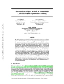 Intermediate Layers Matter in Momentum Contrastive Self Supervised
  Learning