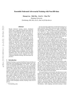 Ensemble Federated Adversarial Training with Non-IID data