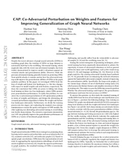 CAP: Co-Adversarial Perturbation on Weights and Features for Improving
  Generalization of Graph Neural Networks