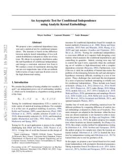 An Asymptotic Test for Conditional Independence using Analytic Kernel
  Embeddings