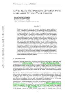 AEVA: Black-box Backdoor Detection Using Adversarial Extreme Value
  Analysis