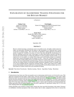 Exploration of Algorithmic Trading Strategies for the Bitcoin Market