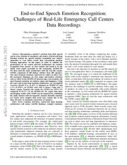 End-to-End Speech Emotion Recognition: Challenges of Real-Life Emergency
  Call Centers Data Recordings