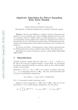 Algebraic algorithm for direct sampling from toric models