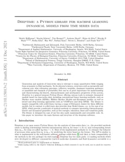 Deeptime: a Python library for machine learning dynamical models from
  time series data