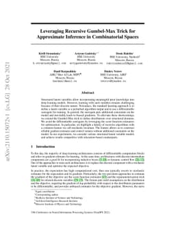 Leveraging Recursive Gumbel-Max Trick for Approximate Inference in
  Combinatorial Spaces
