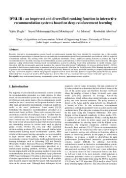 D2RLIR : an improved and diversified ranking function in interactive
  recommendation systems based on deep reinforcement learning