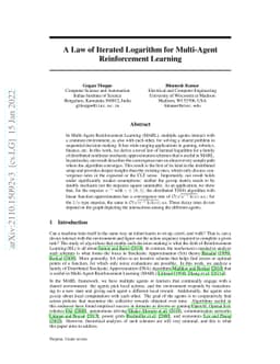 A Law of Iterated Logarithm for Multi-Agent Reinforcement Learning