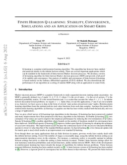 Finite Horizon Q-learning: Stability, Convergence, Simulations and an
  application on Smart Grids
