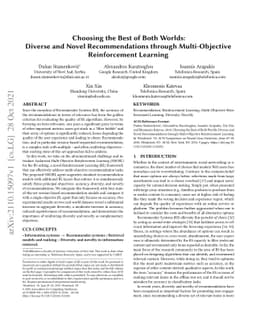 Choosing the Best of Both Worlds: Diverse and Novel Recommendations
  through Multi-Objective Reinforcement Learning
