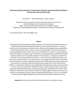 Confounds and Overestimations in Fake Review Detection: Experimentally
  Controlling for Product-Ownership and Data-Origin