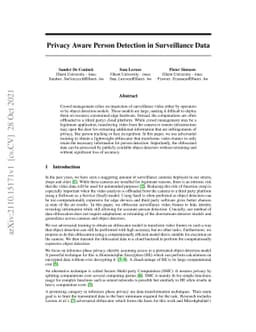 Privacy Aware Person Detection in Surveillance Data