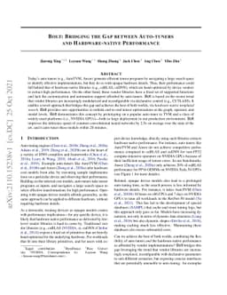 Bolt: Bridging the Gap between Auto-tuners and Hardware-native
  Performance