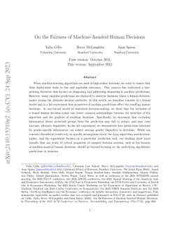On the Fairness of Machine-Assisted Human Decisions