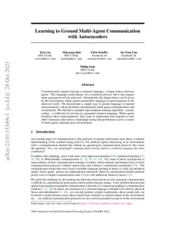 Learning to Ground Multi-Agent Communication with Autoencoders