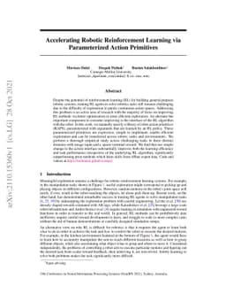 Accelerating Robotic Reinforcement Learning via Parameterized Action
  Primitives
