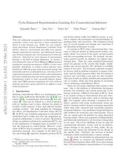 Cycle-Balanced Representation Learning For Counterfactual Inference