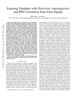 Exposing Deepfake with Pixel-wise AR and PPG Correlation from Faint
  Signals