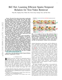 BiC-Net: Learning Efficient Spatio-Temporal Relation for Text-Video
  Retrieval