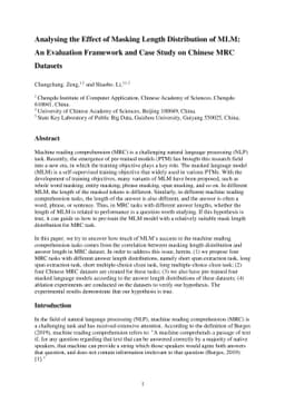 Analysing the Effect of Masking Length Distribution of MLM: An
  Evaluation Framework and Case Study on Chinese MRC Datasets
