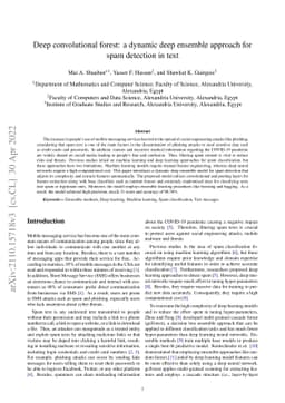 Deep convolutional forest: a dynamic deep ensemble approach for spam
  detection in text
